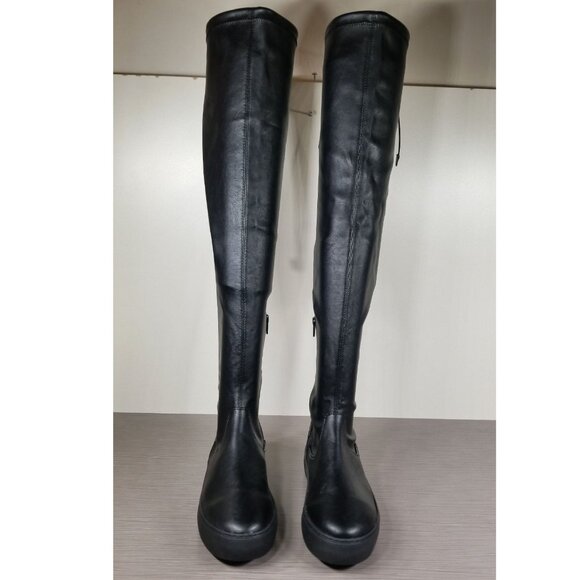 J/Slides ARY-B Over-The-Knee Boot, Black Faux Leather, Womens Various Sizes - Picture 2 of 8